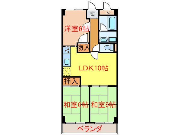 パ－ルハイツ２１の物件間取画像